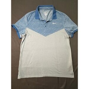 Nike Dri-FIT Mens Golf Polo Shirt‎ Blue Grey Patterned Colorblock Size-L RN56323